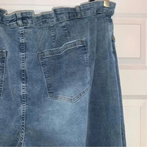 Eloquii Wide Leg Jeans Paperbag High Waist Plus Sz 28 Medium Wash Denim Pants - Picture 7 of 9